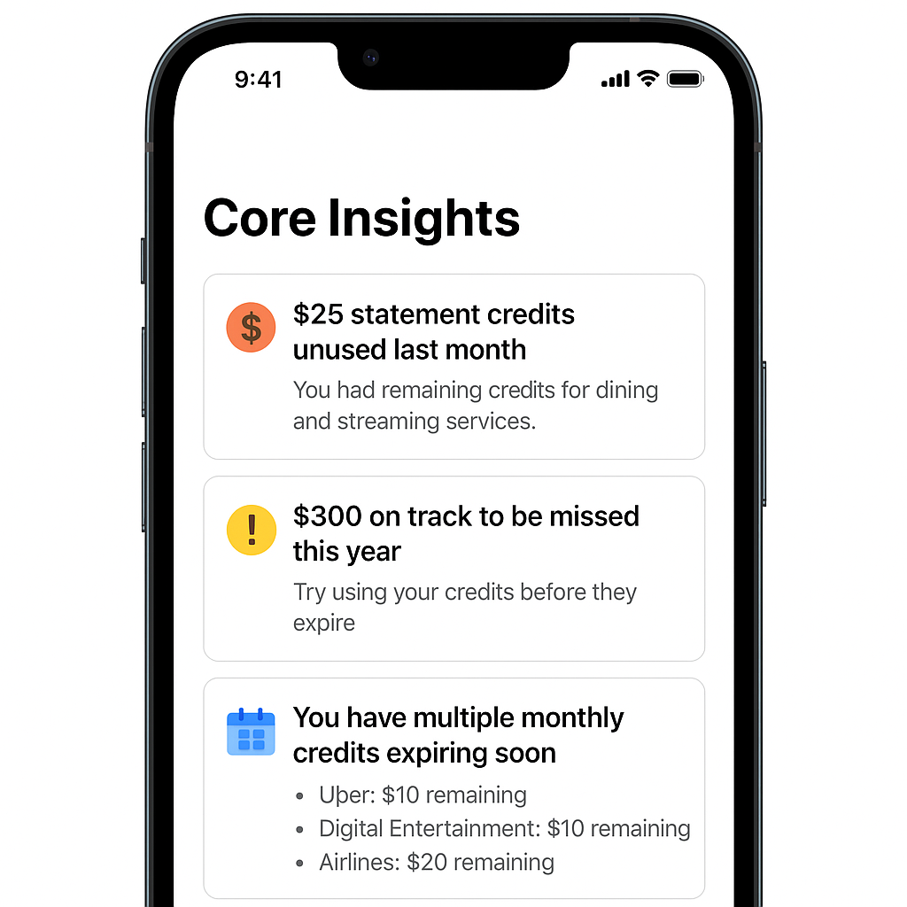 Credit Card Benefits Tracker App Screenshot